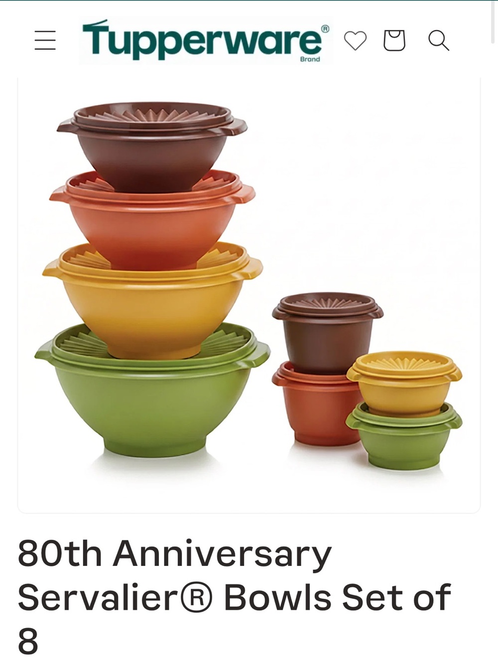 Tupperware Multicolor Nesting Serving Bowls Set - Green, Yellow, Orange, Brown